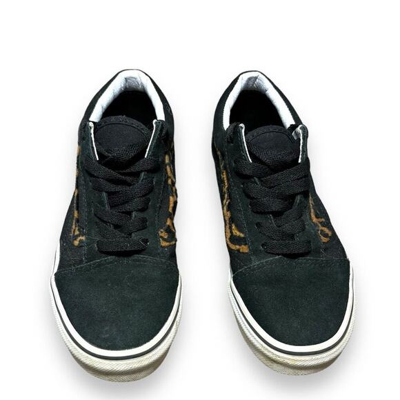 Vans Old Skool Low Top Sneakers Black Leopard Print Suede Teens Size 3 Lace Up - Picture 4 of 6